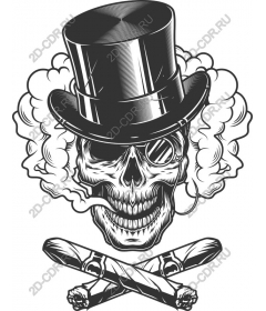 Vintage skeleton in a top hat and a cigar