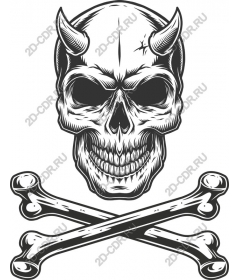 Devilish skull and crossbones