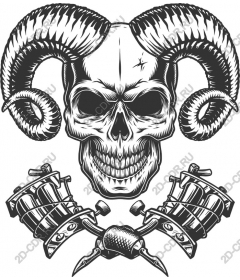  The tattoo with skull and RAM horns