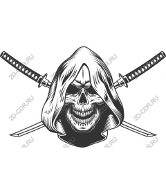  A fierce skull with swords-katana