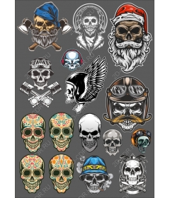Set of "Skull" cliparts — 12 unique ones