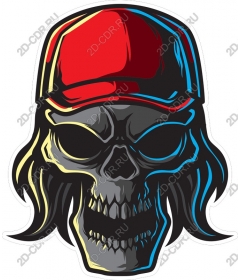  Bold drawing of a skull with a red hat