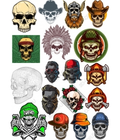 Set of skulls - 16 unique