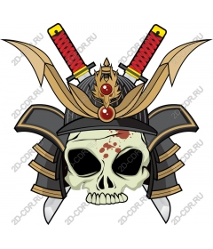 Samurai helmet with a bold skull