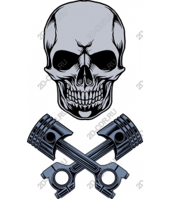  A fierce skull and cross pistons