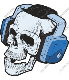 Daring skull with headphones