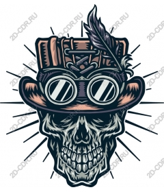 Steampunk skull with goggles