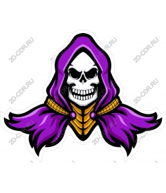 Menacing skull in purple cloak