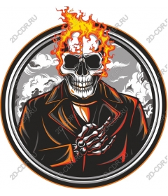  Flaming skull with glowing head