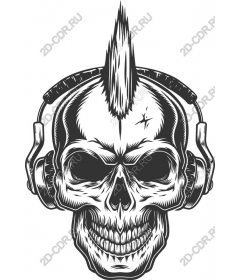 Punk skull with headphones