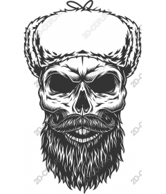 Strong skull with beard and Russian hat
