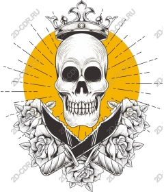 Royal skull with roses
