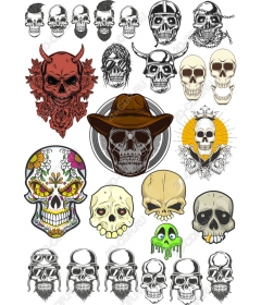 Set of skulls - 20 unique skulls