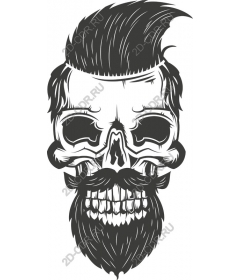 Vintage skull with Pompadour and beard