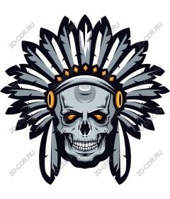  A fierce skull with Indian headdress