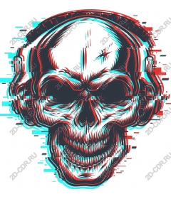  Buggy skull with headphones