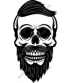 Daring skull with beard and mustache