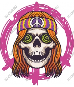 Psychedelic skull of the world