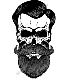 Vintage skull with a mustache