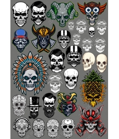 Set of clipart Skull — 30 unique