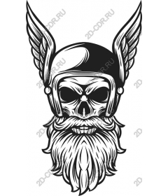 Winged skull with a beard