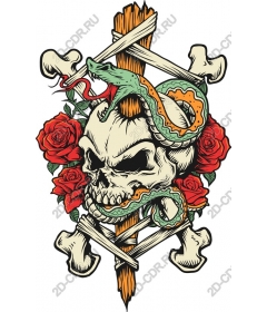  Gothic tattoo skull and snake