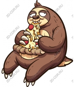  Adorable sloth enjoys pizza