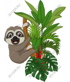 Funny sloth in a tropical Paradise