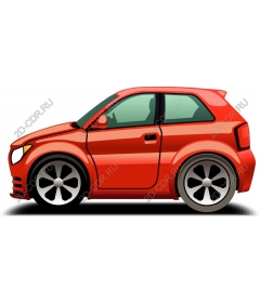  Bright red hatchback