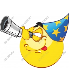  Fancy yellow smiley face with a telescope