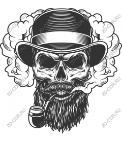 Vintage skull and smoke