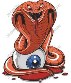 Surreal red snake and the eyeball