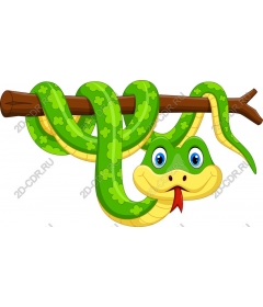  Игривая зеленая змея мультфильм