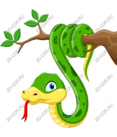 Friendly cartoon green snakes