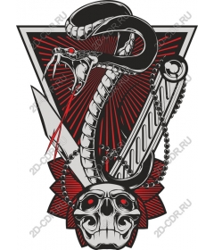 Threatening snake and skull