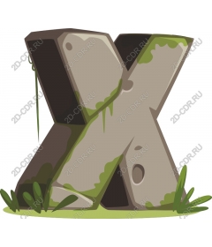 Stone, covered with moss X