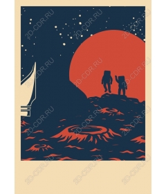 Astronauts on the lunar landscape