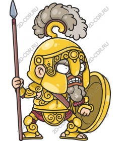 Golden cartoon Greek soldier