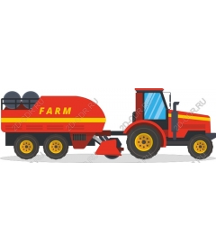  Bright red farm tractor