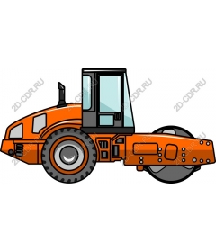  Bright orange road roller