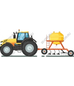  A tractor and a tank for fertilizer
