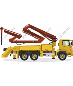  Heavy construction truck with crane boom