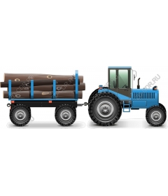  Blue tractor with logs