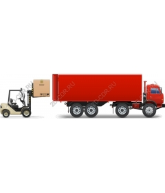 Forklift and a truck for delivery