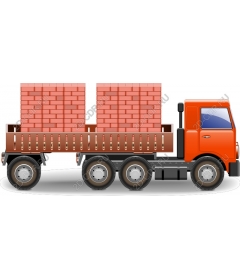 Truck with flatbed and bricks