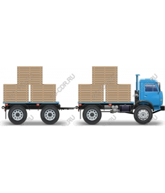  Blue truck with wood pallets