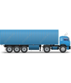  Blue semi-trailer with container for transport