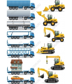 Комплект большегрузных автомобилей и строительной техники