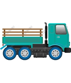 Truck with flatbed - turquoise and wood