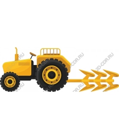 Yellow tractor with a plow (s)